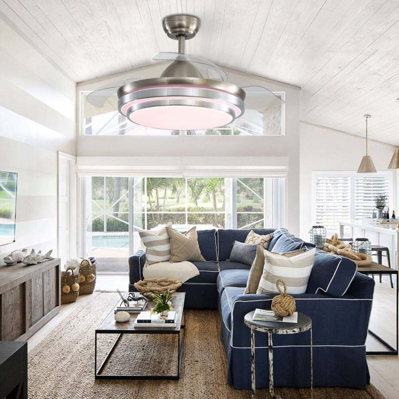 Contemporary 3-Blade Tiered LED Ceiling Fan Light with Remote