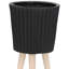 Pot à fleurs noir de 12 po, idéal pour la décoration intérieure et extérieure avec des pieds en bois