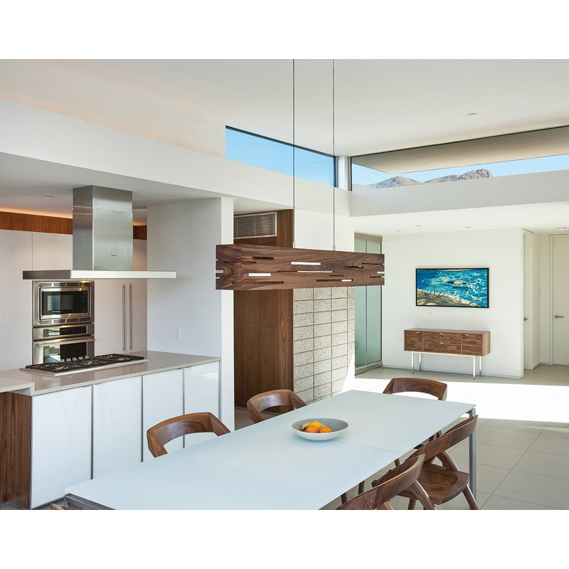 Aeris Linear LED Pendant - 3500K, Dark Stained Walnut, Brushed Aluminum, 8" H x 54" W x 6" D