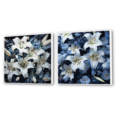 White And Blue Pure Lily Beauty Charm - Lilies Square Collage Set Of 2