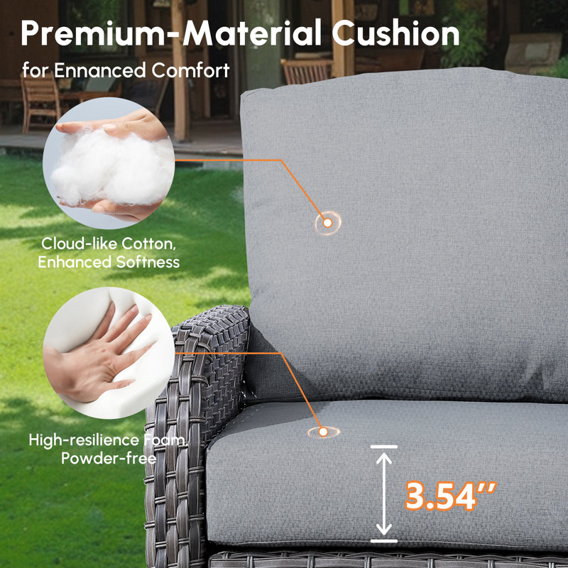 Chaise de patio avec coussins Gretna, Gris foncé, gris