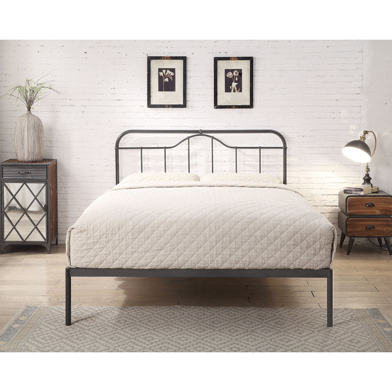 Mcgowan Metal Bed, Kingsize (5'), Black/Antique Silver