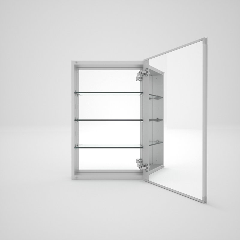 Armoire à pharmacie Hennagan avec miroir et 4 tablettes réglables, Argent argent, H 30 po x l 23 po x P 4,62 po