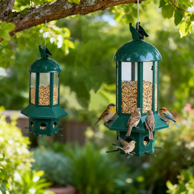 Squirrel Proof Bird Feeder With Weight-Activated Perch, 5.06 Lb Large Capacity Metal Feeding Station, Rust Resistant And Easy To Refill For Backyard Bird Watching