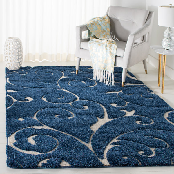 Winston Porter Buskus Shag Performance Floral Rug & Reviews | Wayfair