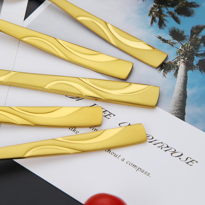 Black Silverware Set, Gold