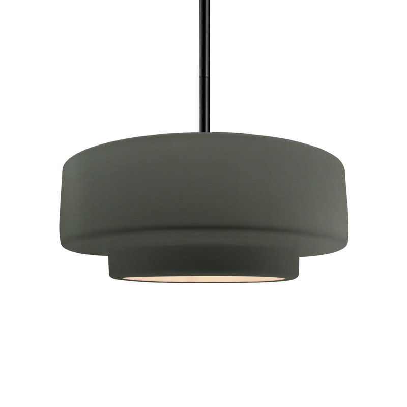 Luminaire suspendu à 1 lumière Meydan, Étain, vert, H 5,25 po x l 14,5 po x P 14,5 po, Matte Black