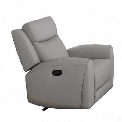 Light Gray Transitional Manual Recliner - Contour Arms, Wide Seat, High Density Foam