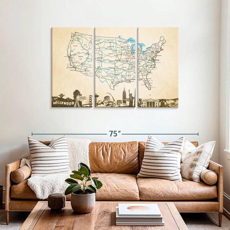 Aliaz Classic USA Map, 36" H x 57" W