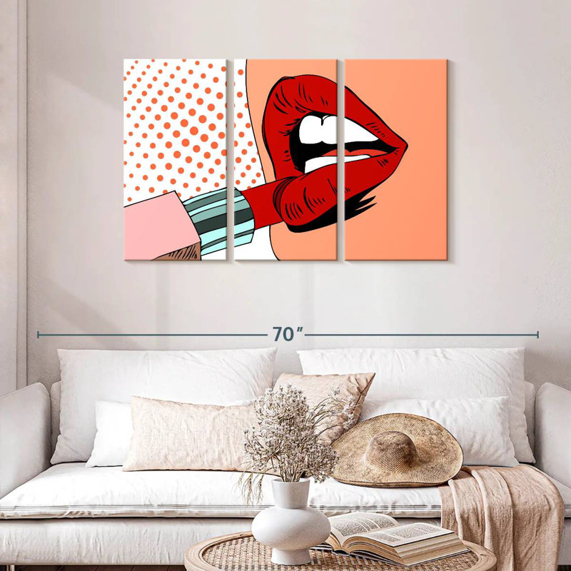 Shuttleworth Retro Pop Red Lips, 28" H x 45" W