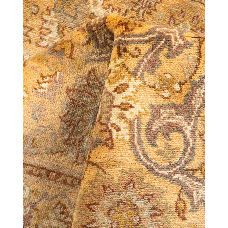 Handmade Yellow Wool Traditional Runner Rug