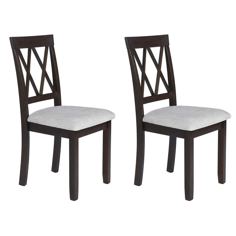 Ensemble de 2 chaises de salle à manger, chaises d'appoint de salle à manger rembourrées en tissu avec pieds en bois massif et siège rembourré
