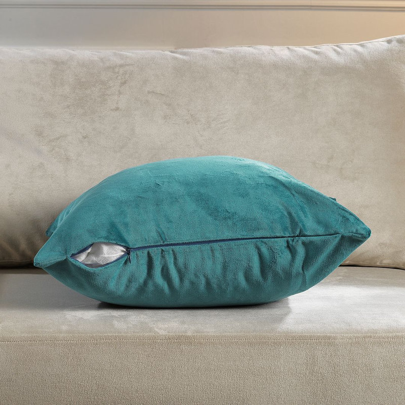 Housse de coussin en velours mat 1pc, Carré 18 po, Vert bleuté