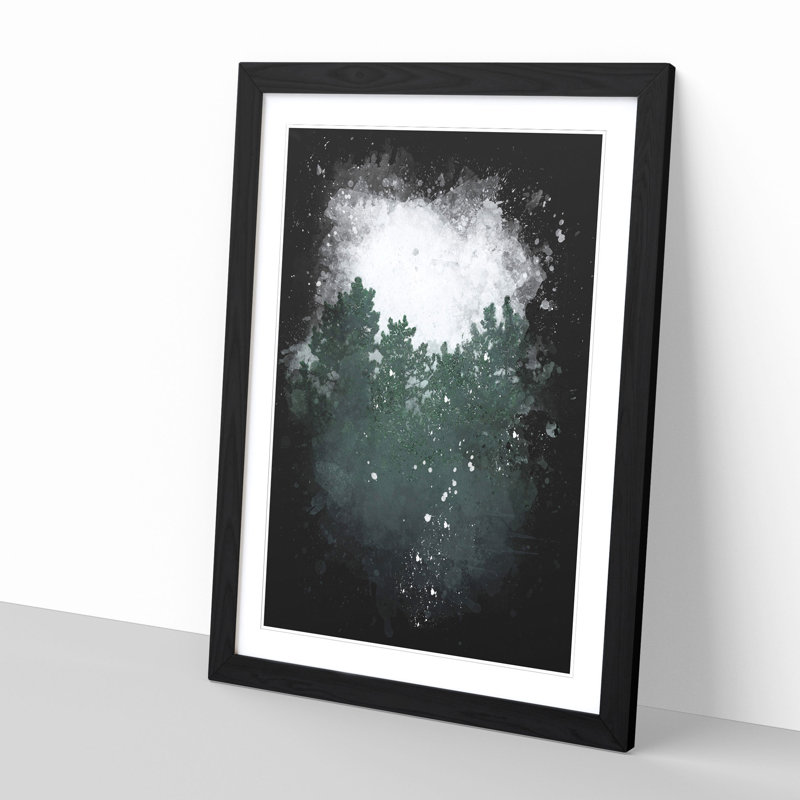 Snowing Upon The Trees - Painting, 87cm H x 62cm W x 2cm D, Black Single Picture Frame Wood