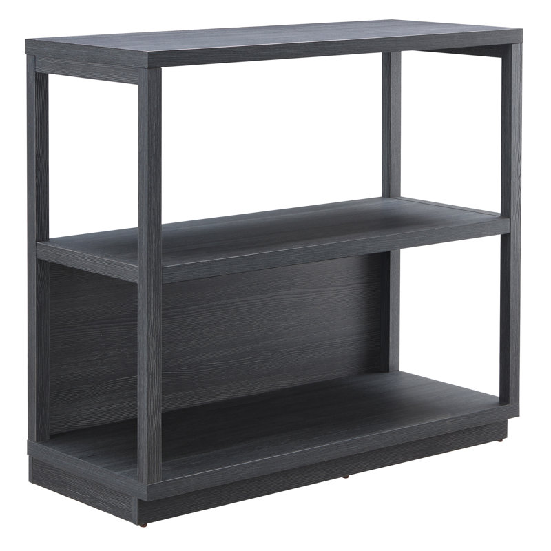 Thalia 33"H 2-Tier MDF Tall Rectangular Bookcase in Charcoal Gray, Charcoal Gray