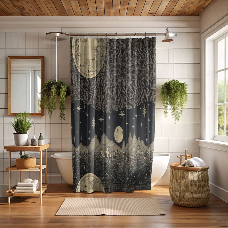 Yerres Abstract Shower Curtain, 74"H x 71"W