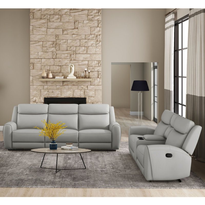 Ensemble de canapé inclinable 3 pièces Burroughs, 2, Gris clair