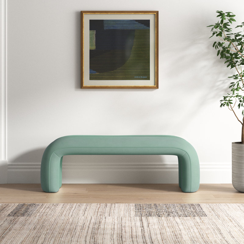 Oriole Velvet Upholstered Bench, Green