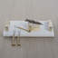 13" Long Marble Tray with Gold Handles