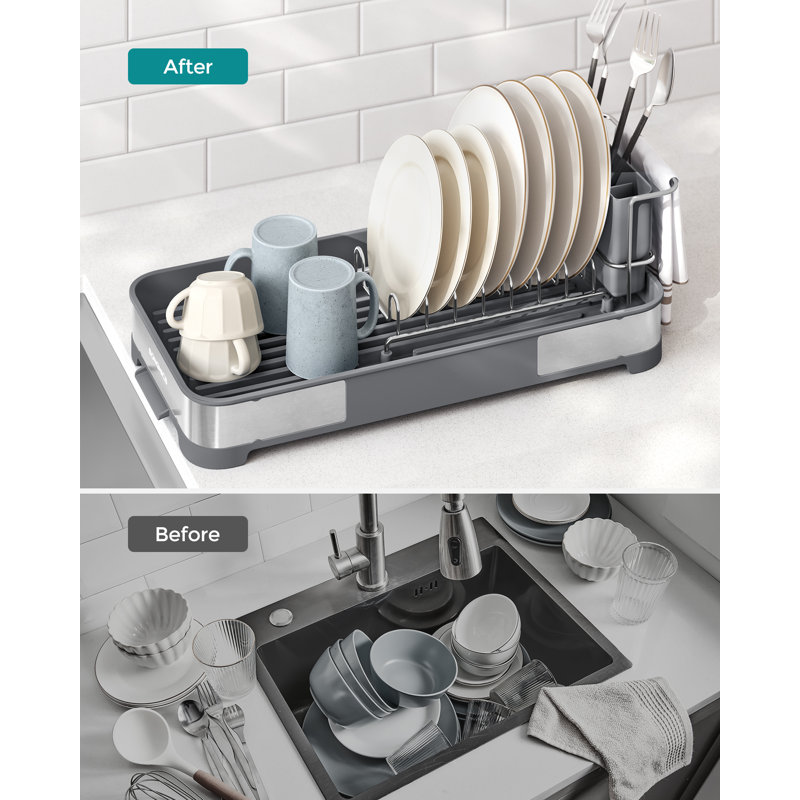 Small Dish Drainer Rack Stainless Steel Draining Board Drip Tray