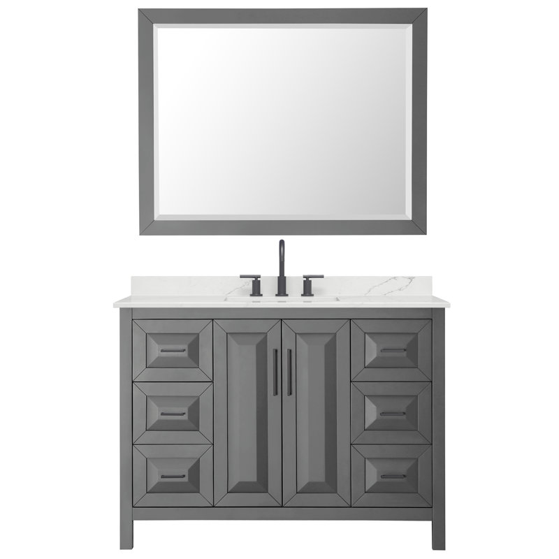 Daria 48'' W Vanity, Gray, Matte Black, Giotto Quartz