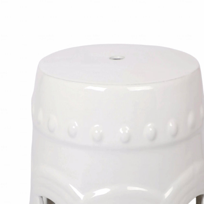 Tabouret tambour en céramique émaillée 10,5 po x 17 po - Table d'appoint intérieure / extérieure - Tabouret de jardin décoratif
