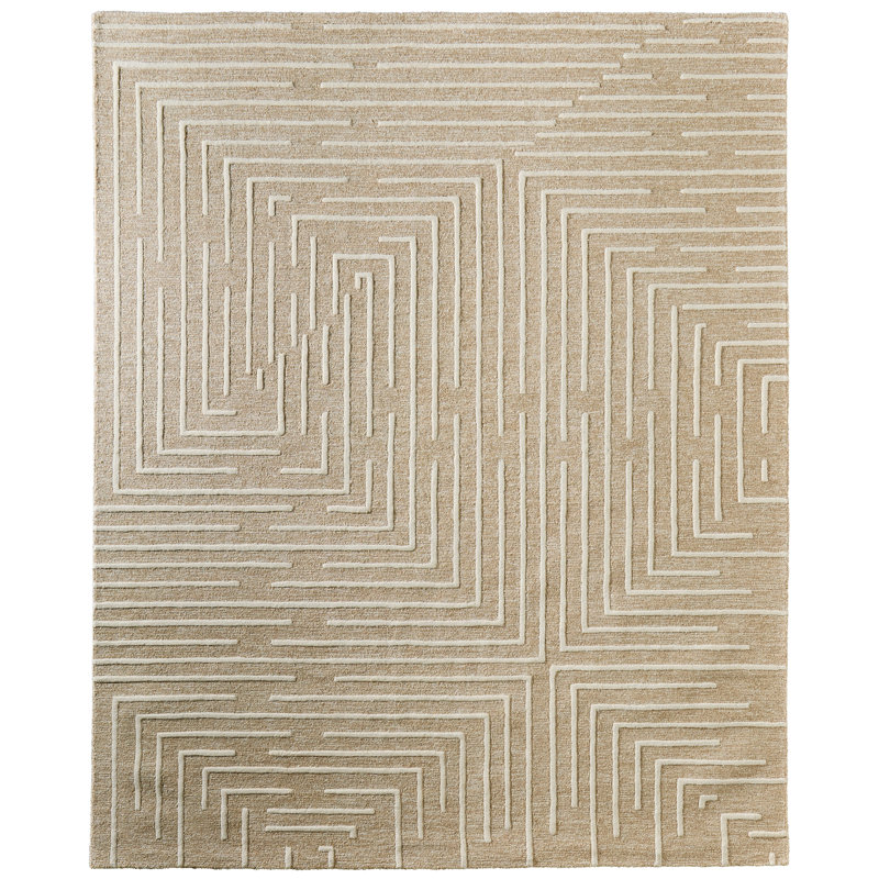 Fenner Transitional Geometric, Taupe/Ivory Area Rug, Rectangle 12' x 15'