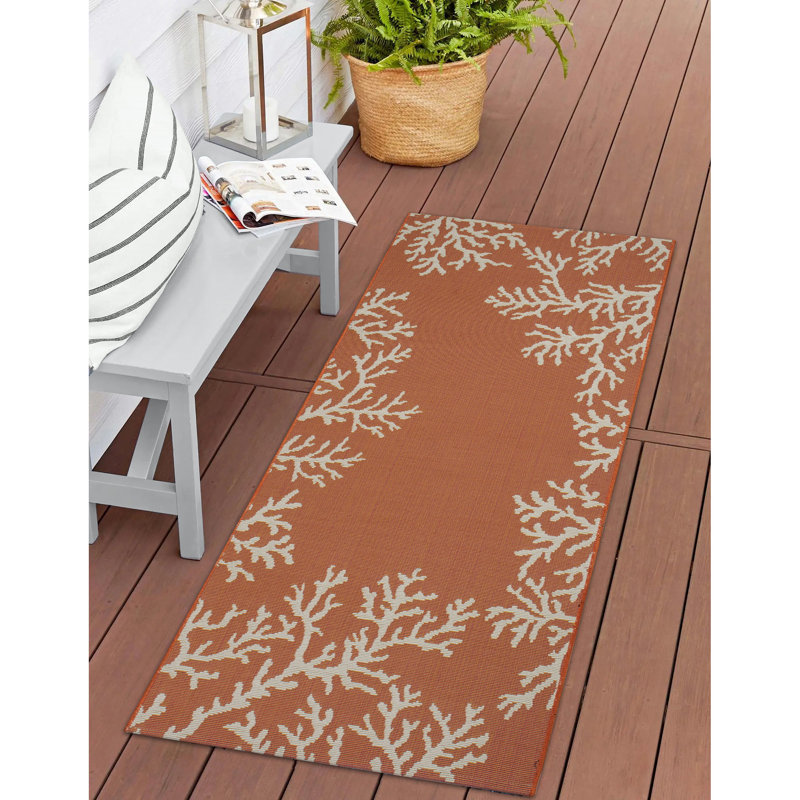 Thomasina No Pattern And Not Solid Color Synthetic Non-Skid Kitchen Mat, Runner 1'11" x 4'11", Sunset/Orange