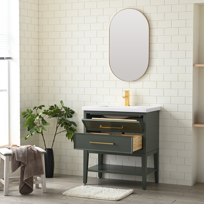 Ensemble de meuble-lavabo simple 30,13 po Brodnax, Vert rétro