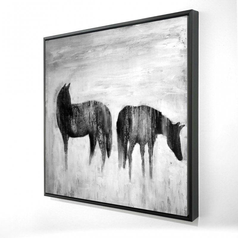 Art sur toile, "Silhouettes de chevaux dans la brume"