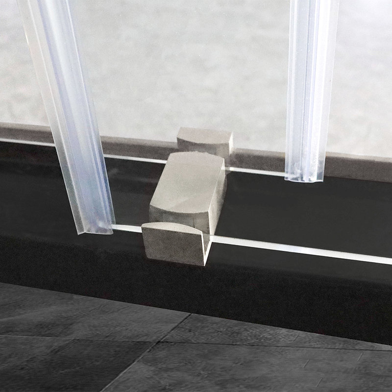 Frameless Sliding Glass Shower Doors 60" Width X 76"Height With 3/8"(10Mm) Clear Tempered Glass, Chrome chrome