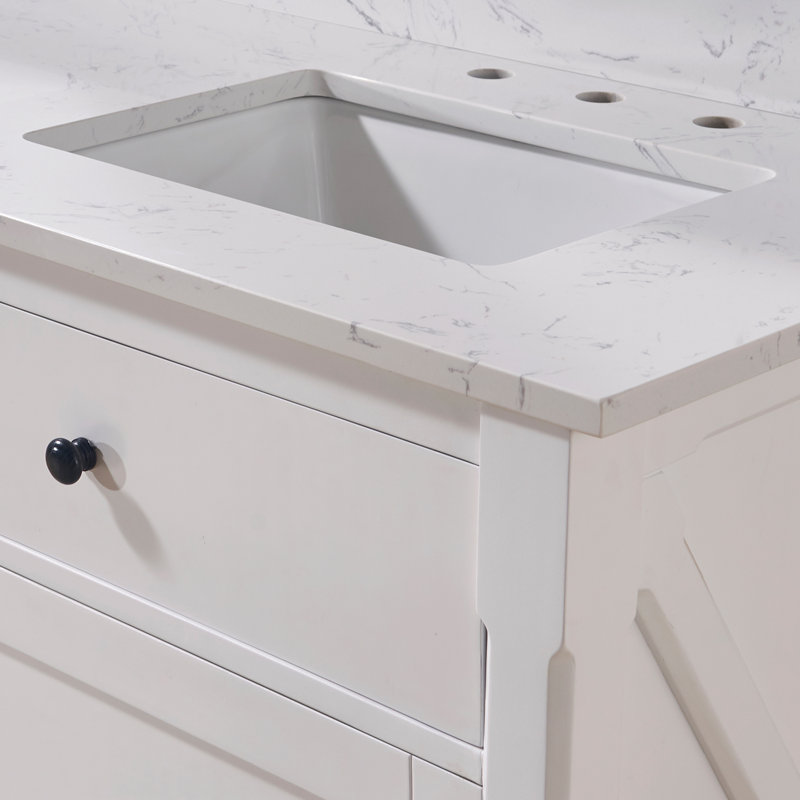 Trento 73" White Composite Stone Double Vanity Top with Sink