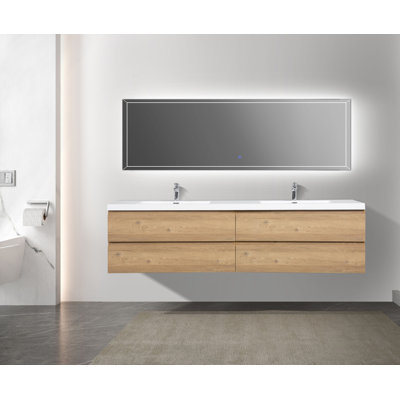 Benetice 59'' Double Bathroom Vanity with Solid Surface Top