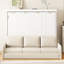 Lit armoire beige avec rangement pliable et rangement, avec éclairage à DEL intégré pour une chambre à coucher chaleureuse