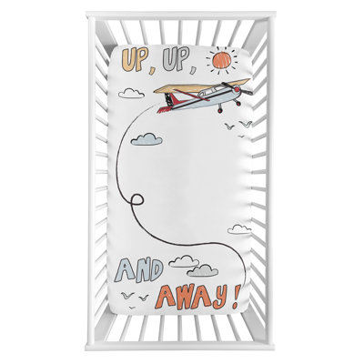 Airplane Red and Blue Fitted Crib Sheet