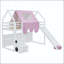 Lit mezzanine simple en bois avec structure de maison, tente, glissade et rangement-1503238068