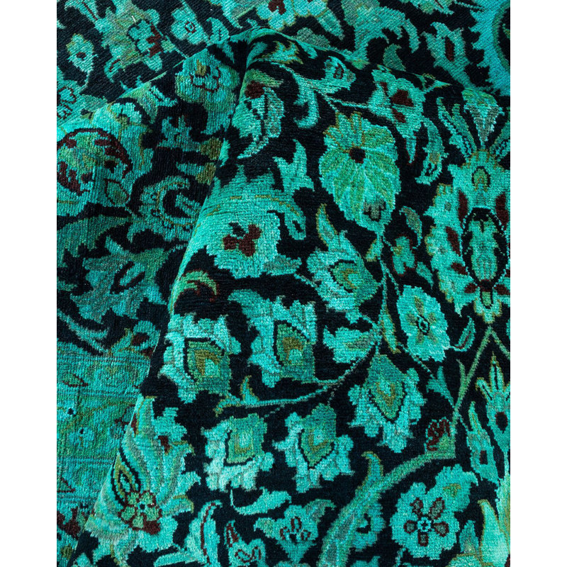 Tapis vert unique de 9 pi 10 po x 13 pi 7 po Yandriel