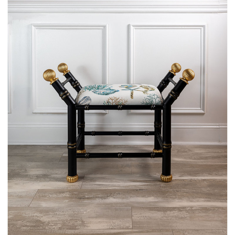 Boca Cotton Stool, Black/Gold/Blue
