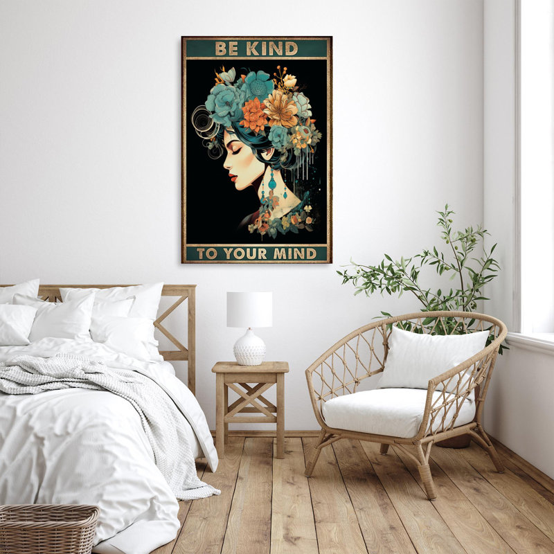 «Flowers Be Kind To Your Mind», reproduction d'art rectangulaire sur toile tendue 1 - 1 pièce, H 20 po x l 16 po x P 1,25 po