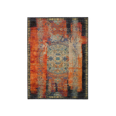 Tapis oriental rouge en laine noué à la main 9 pi 0 po x 12 pi 1 po - MOA10265171