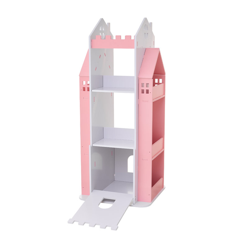 45cm W Floating Shelf Bookcase, White/Pink, (4 Shelves) 106cm. H x 45cm. W x 45cm. D