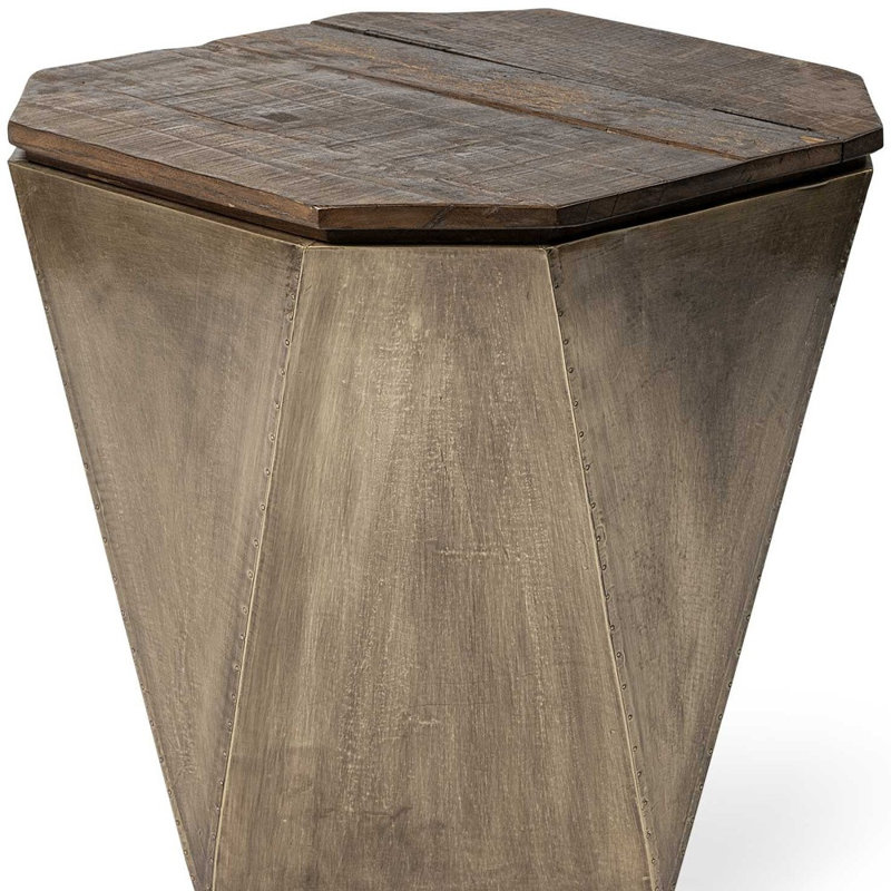  Table de bout transitionnelle en bois massif brun de 21 po
