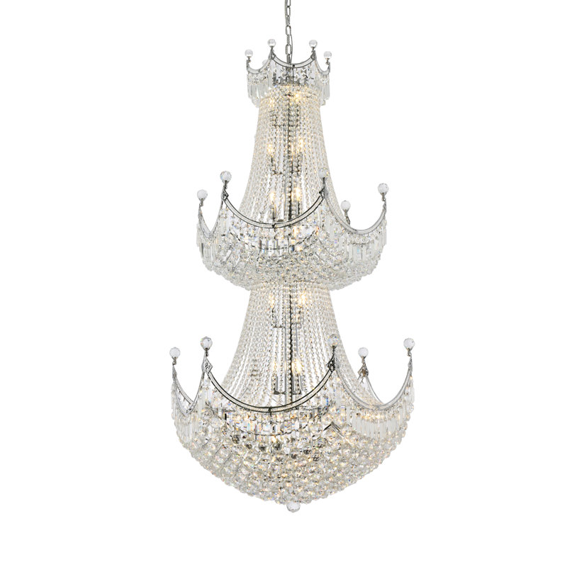 Eustacio - Light Unique Empire Chandelier with Crystal Accents, Chrome, Royal Cut