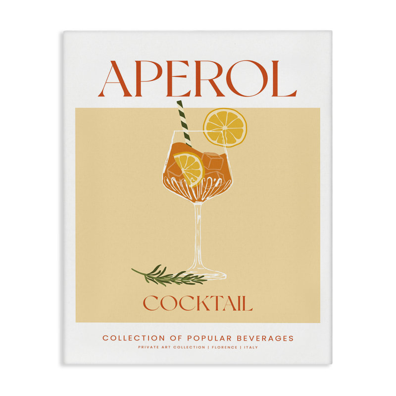 Art mural sur toile Minimal Aperol Cocktail, H 20 po x l 16 po
