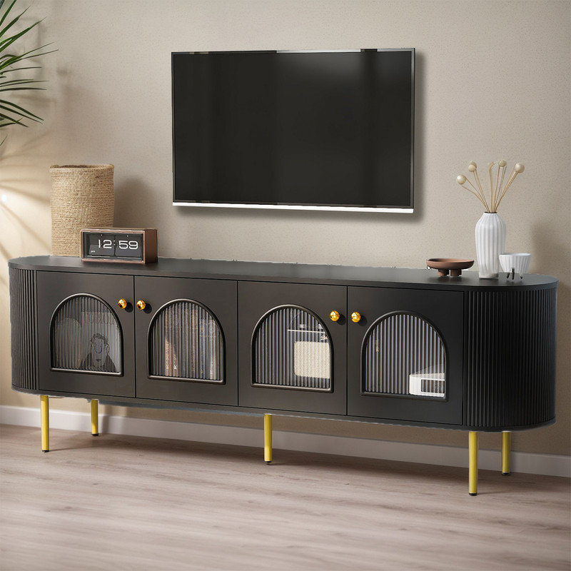 Crédence de rangement l 70,80 po Gradin, Noir