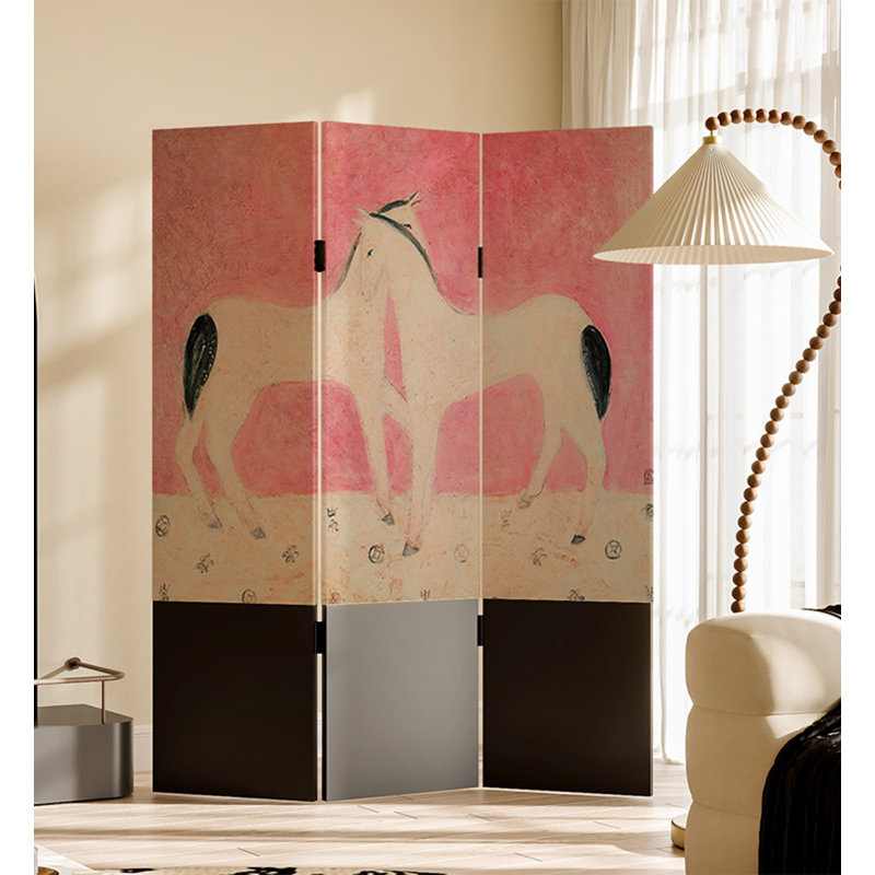 Paravent décoratif autoportant avec œuvre d'art cheval, 3, H 78,74 po x l 15,75 po x P 1,18 po