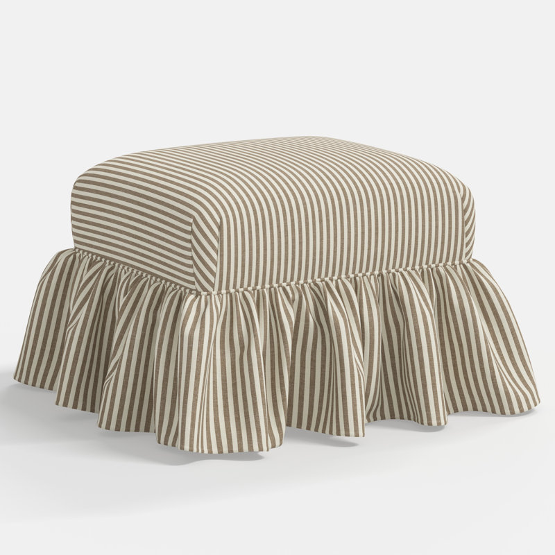 June Upholstered Ottoman, Jane Stripe Burlap