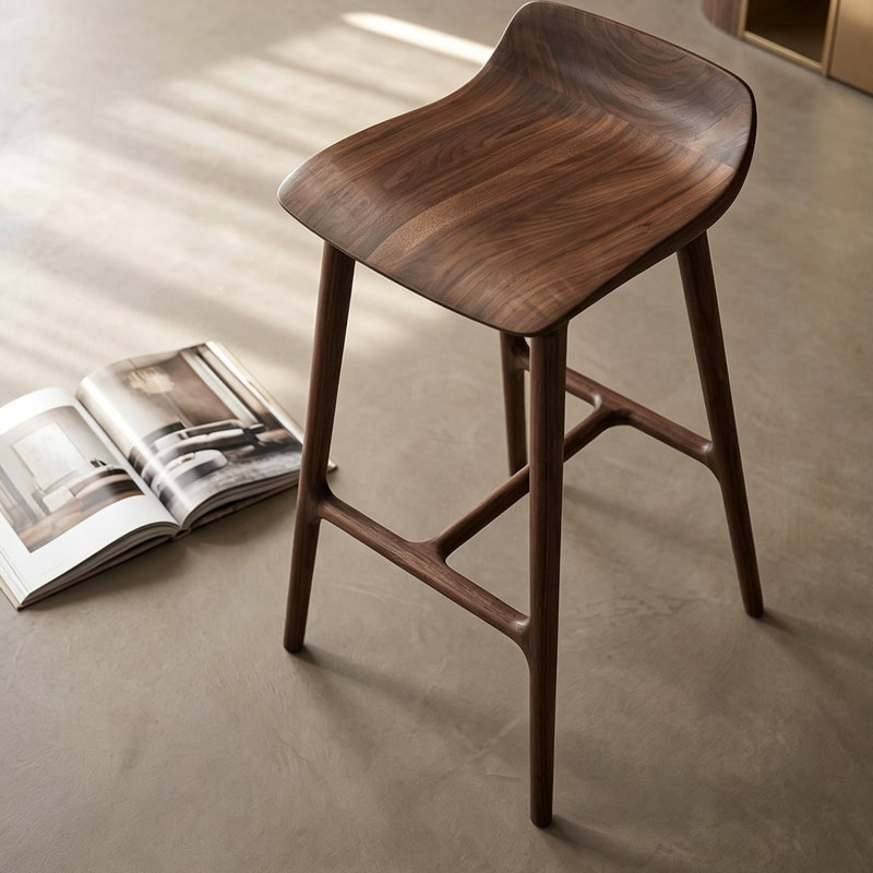 Chaise d'appoint sans dossier en noyer (ensemble de 2), 27.56"