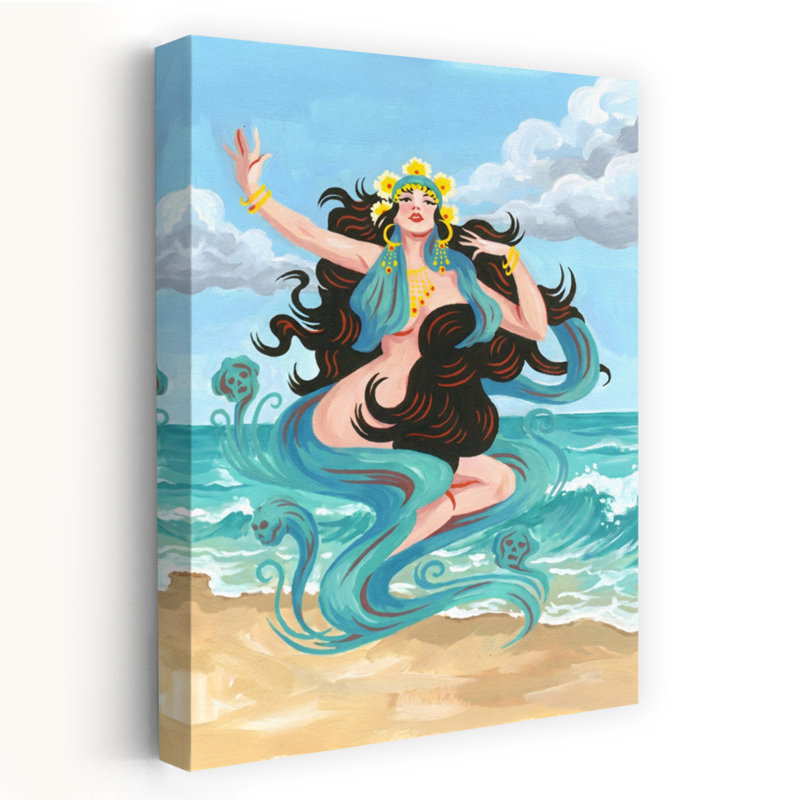«Goddess of the Waves», impression élégante sur fond de plage mystique, 60" H x 40" W