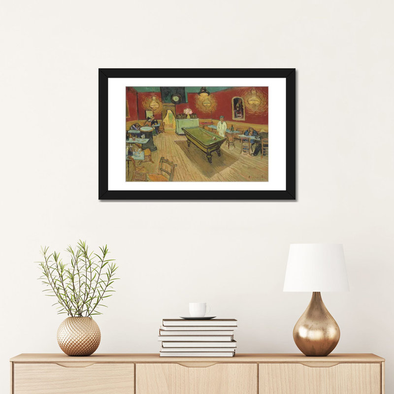 The Night Café, 1888 par - reproduction d'art sur papier, H 16 po x l 24 po, Papier d'art encadré, Blanc